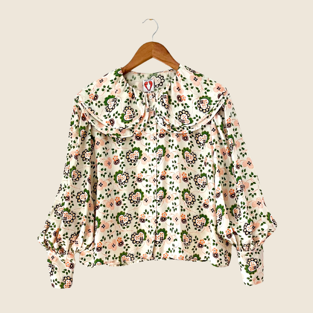 Shrimps AMELIA Heart-print Silk-crepe Blouse Size 12.