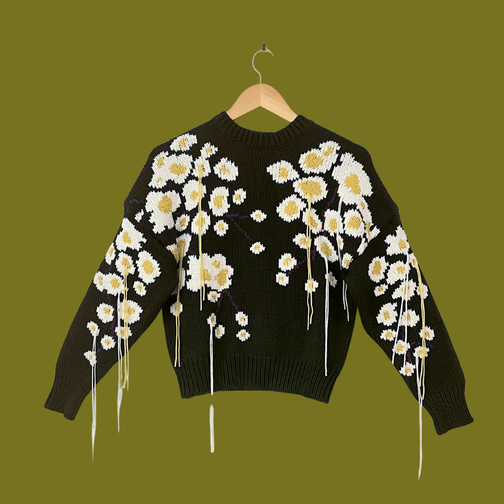 Enföld WINTER SAKURA Knit in Dark Green.