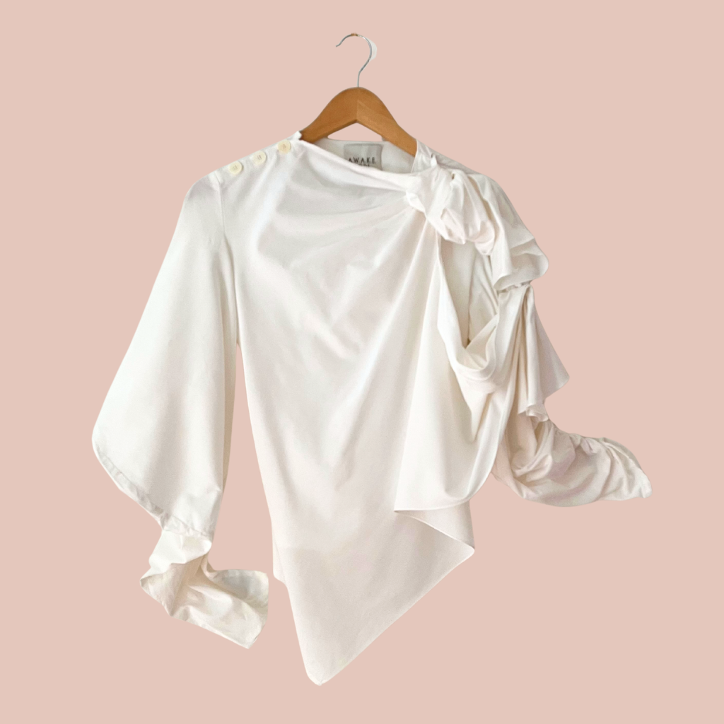 A.W.A.K.E MODE Asymmetrical Ruched Shirt Size 38/AU10.