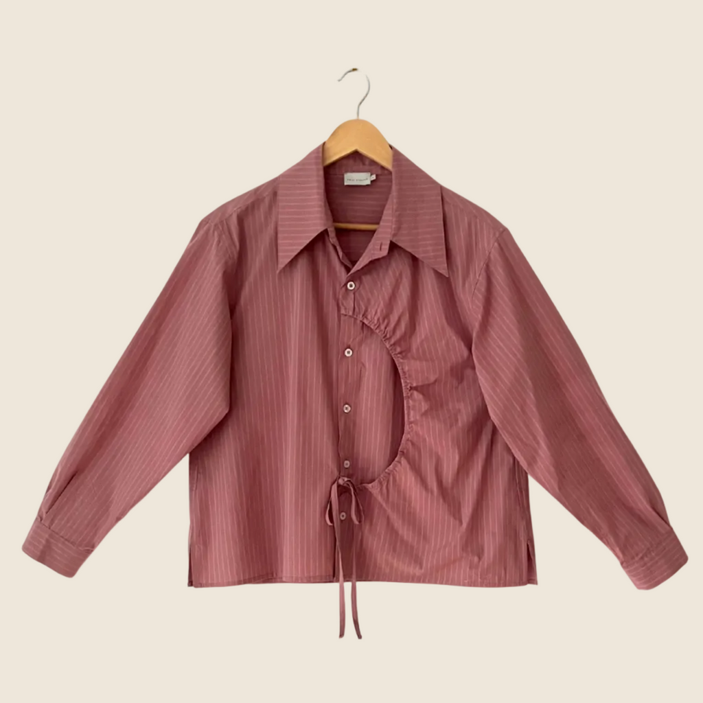 Deiji Studios ARCH TIE Shirt in Salt Stripe Size S.