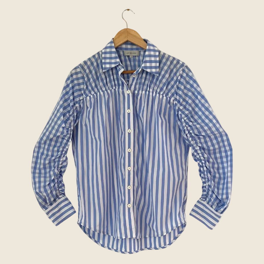 Lee Mathews STEVIE Gathered Stripe Shirt Size 0/AU6-8.