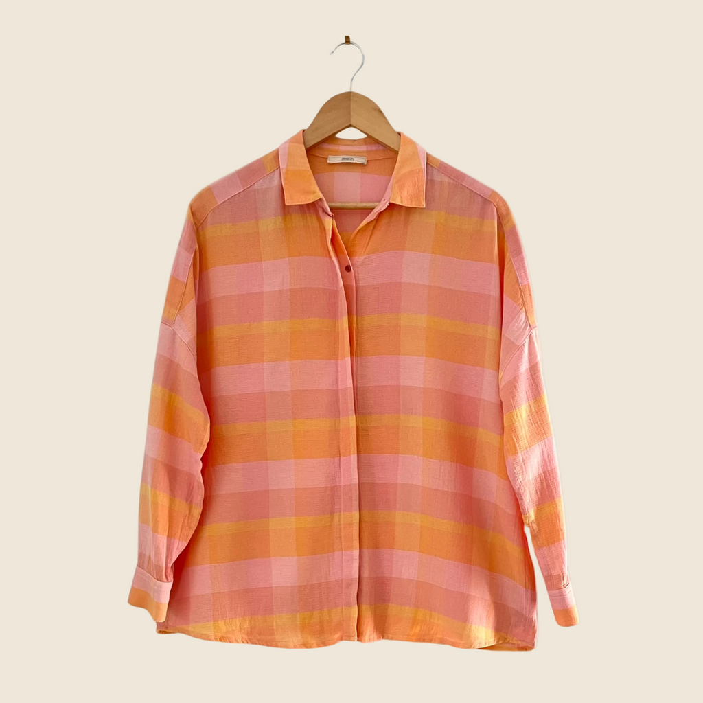 Sessùn DELIMA Checked Shirt in Orange Size M.