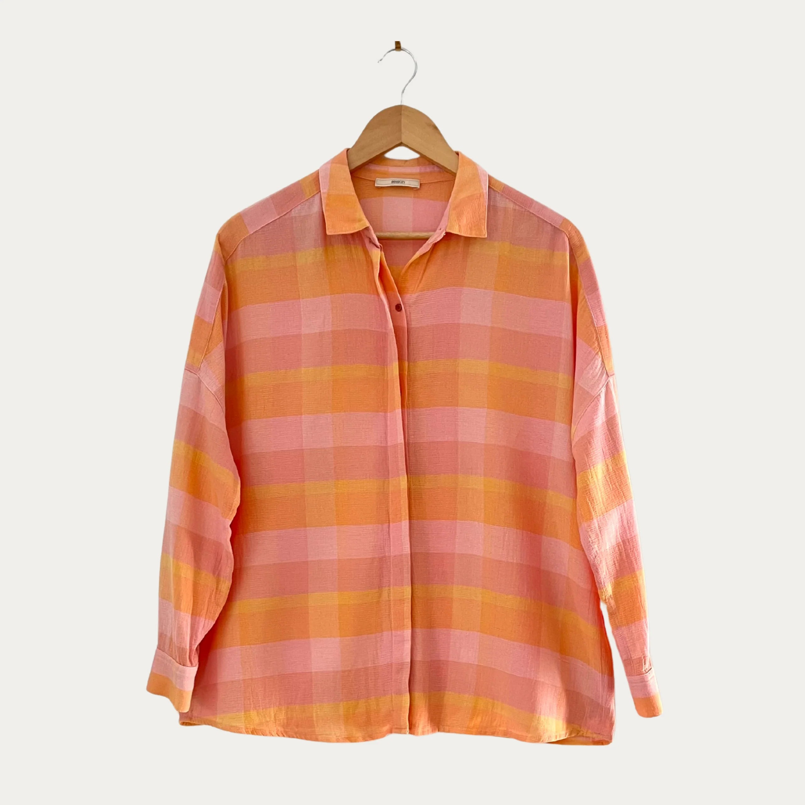 Sessùn DELIMA Checked Shirt in Orange Size M.