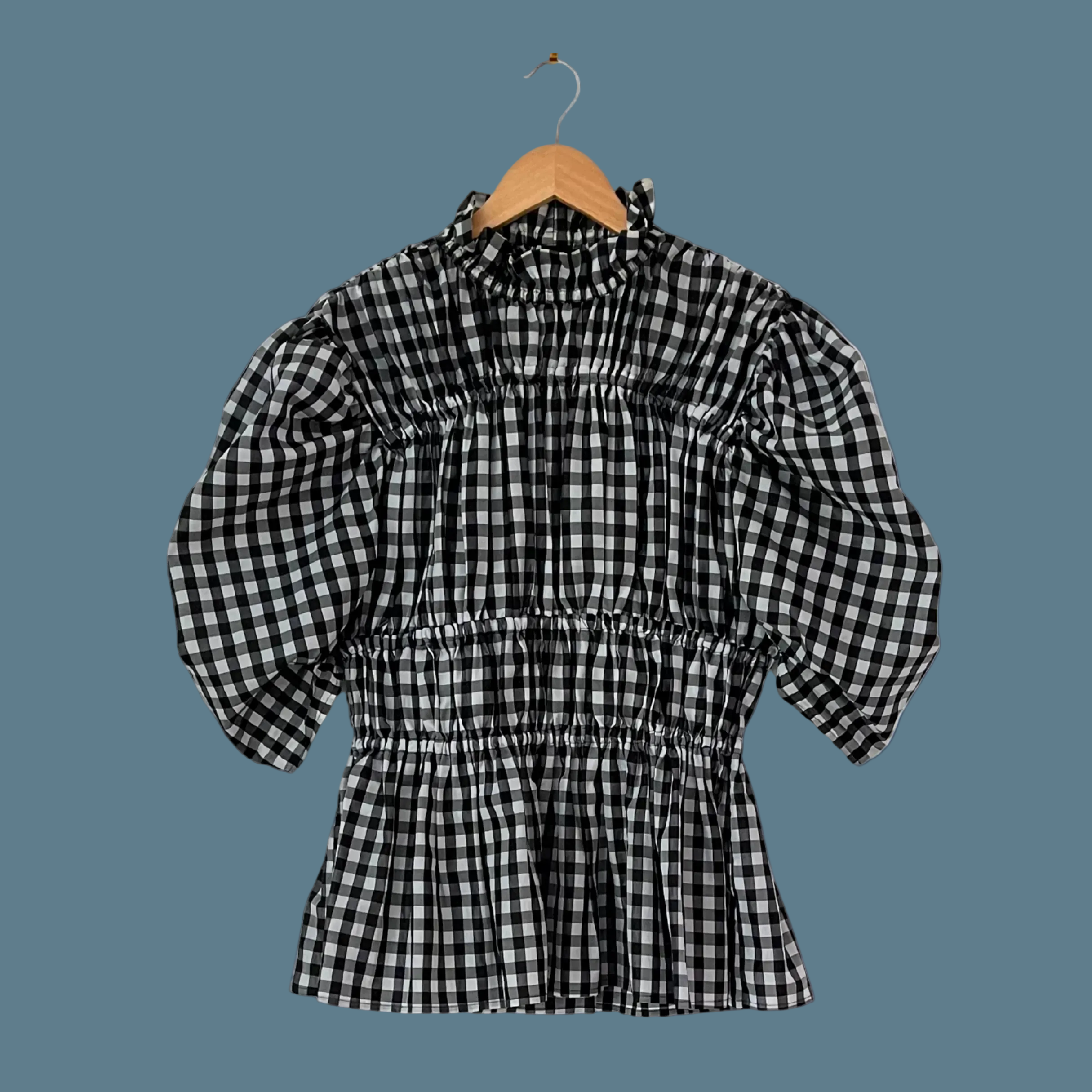 Romance Was Born Gathered Gingham Blouse Size AU12.