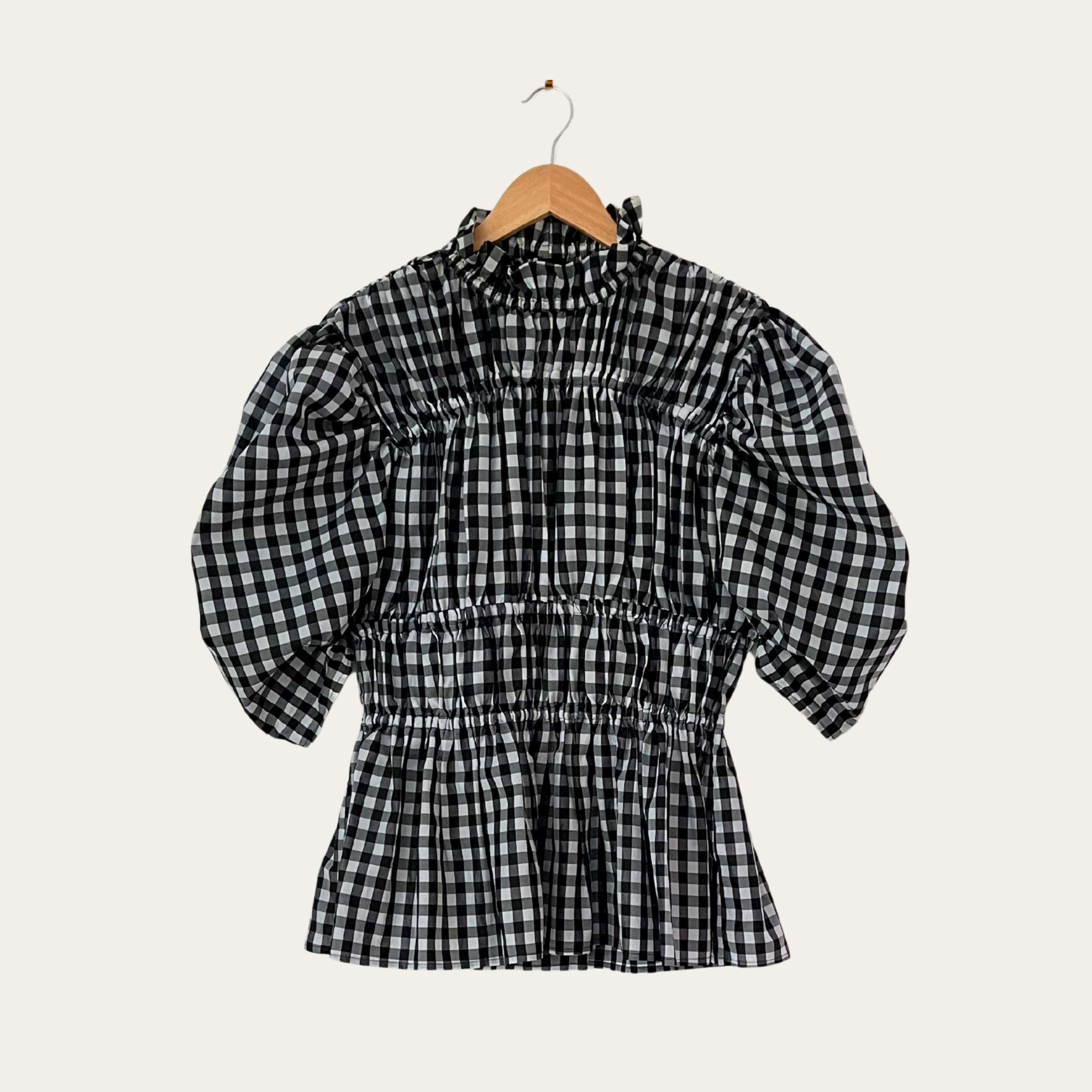 Romance Was Born Gathered Gingham Blouse Size AU12.