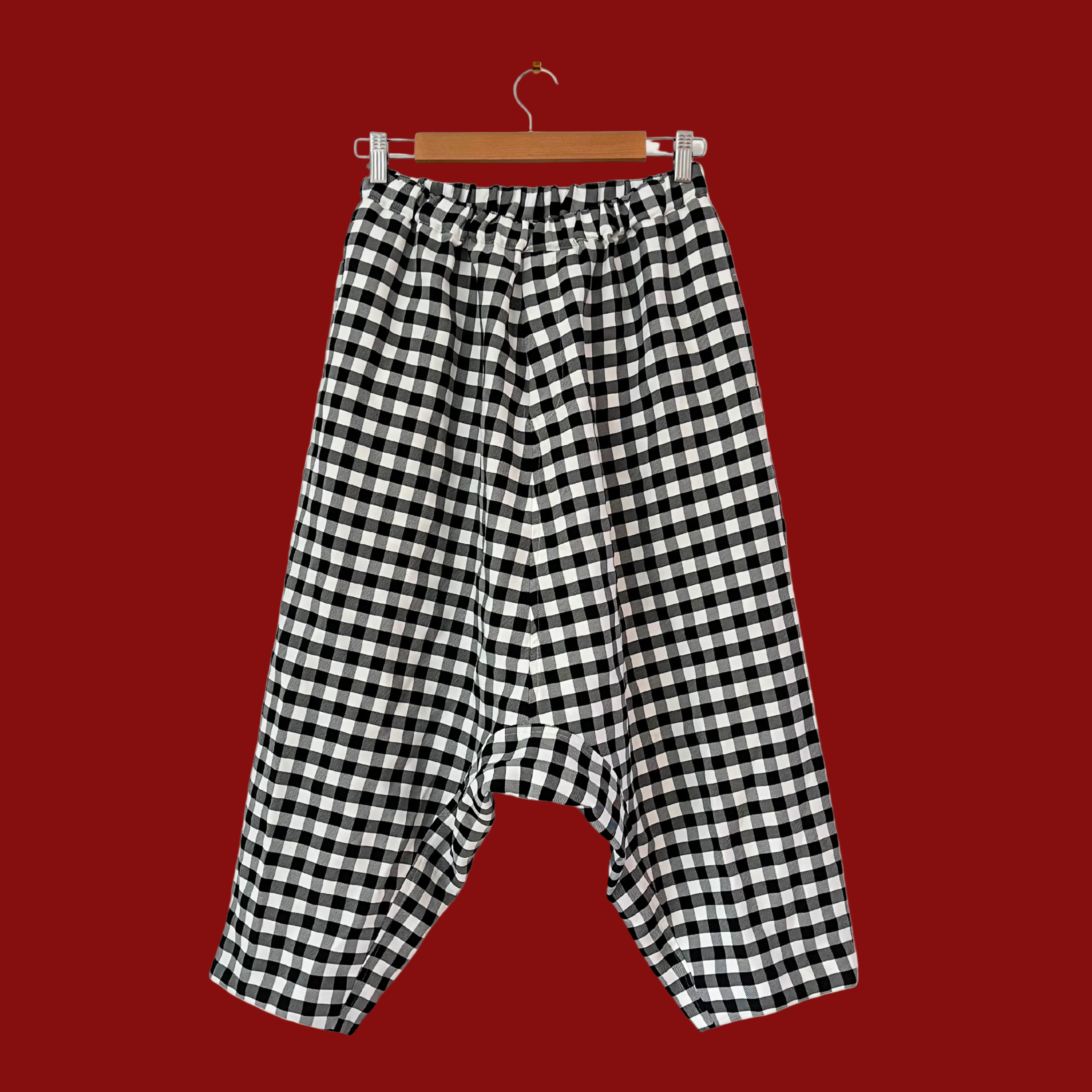 BLACK By Comme Des Garçons Cropped Gingham Trousers.