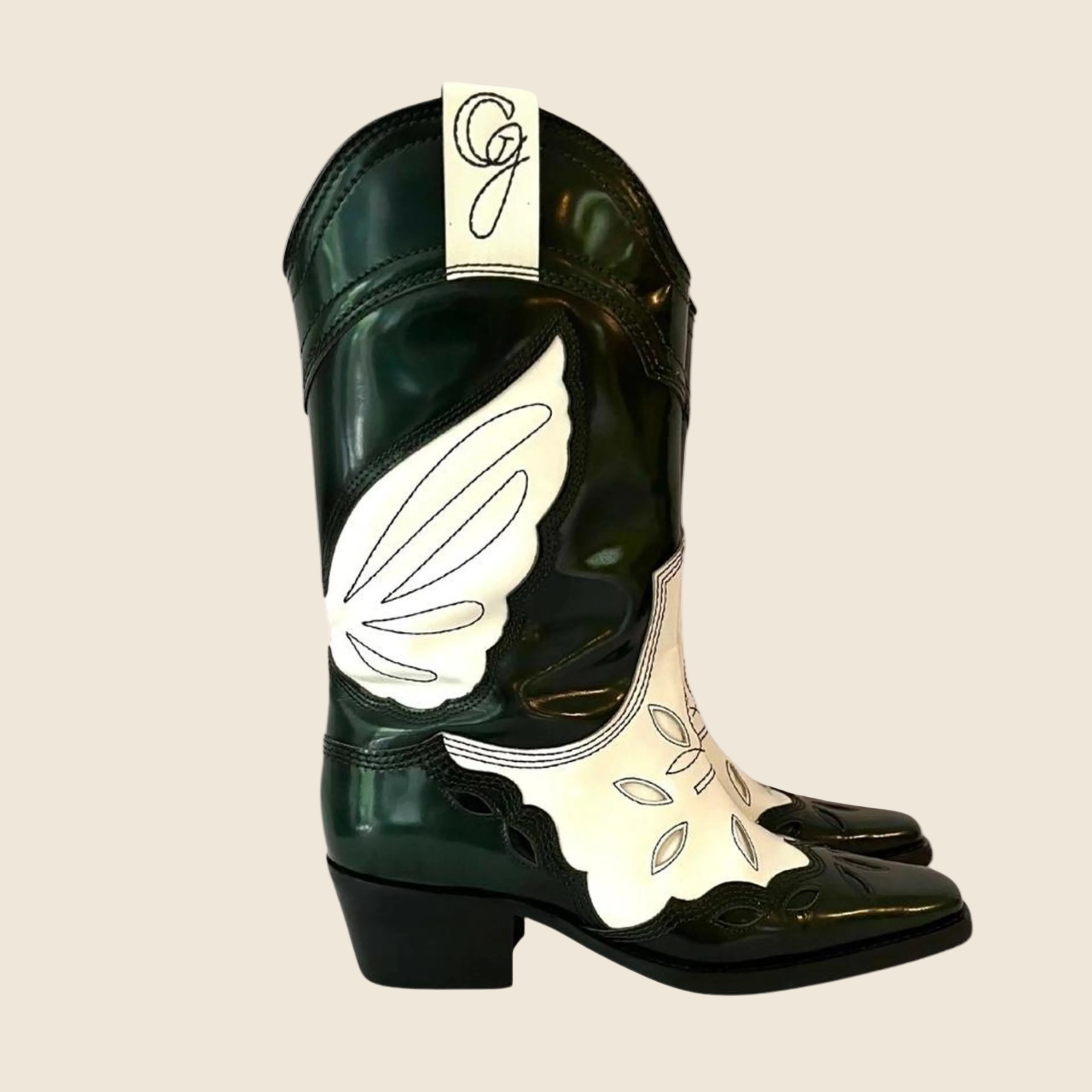 Ganni HIGH TEXAS Boots in Egret Size 36/UK3/US6.
