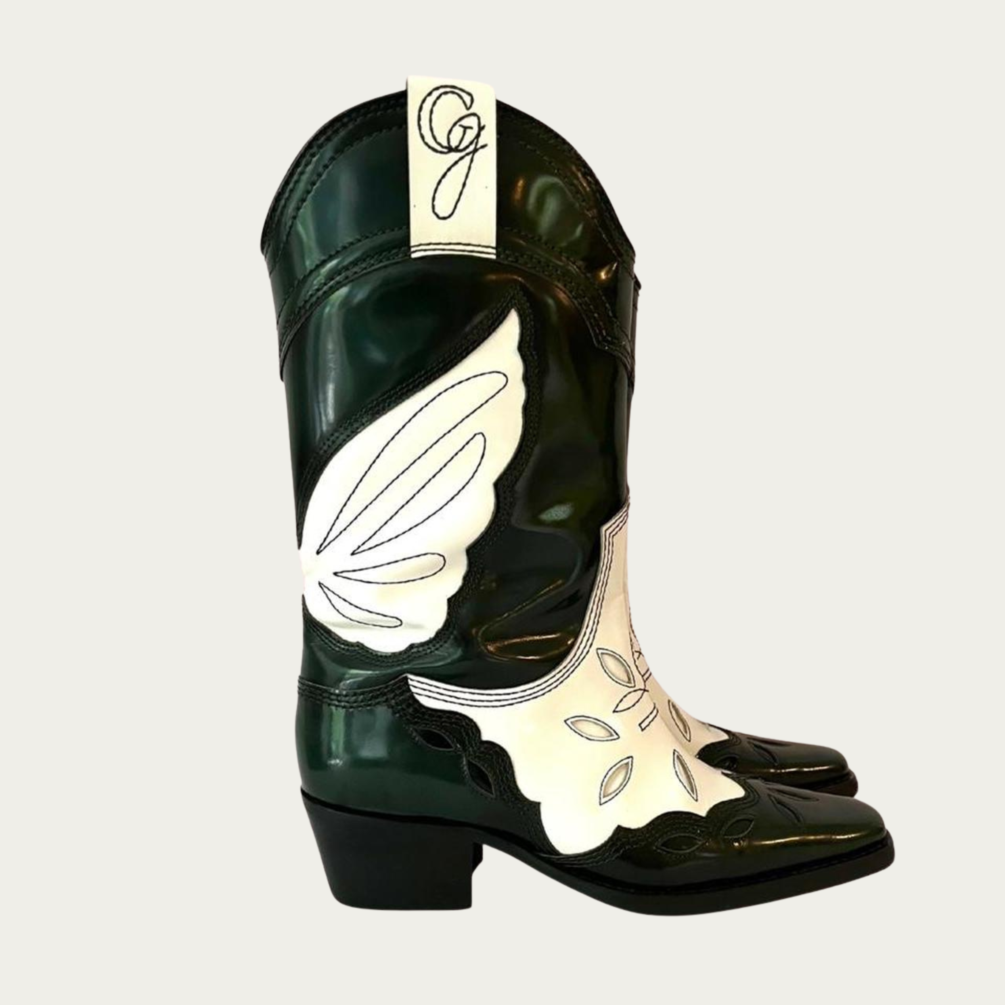Ganni HIGH TEXAS Boots in Egret Size 36/UK3/US6.