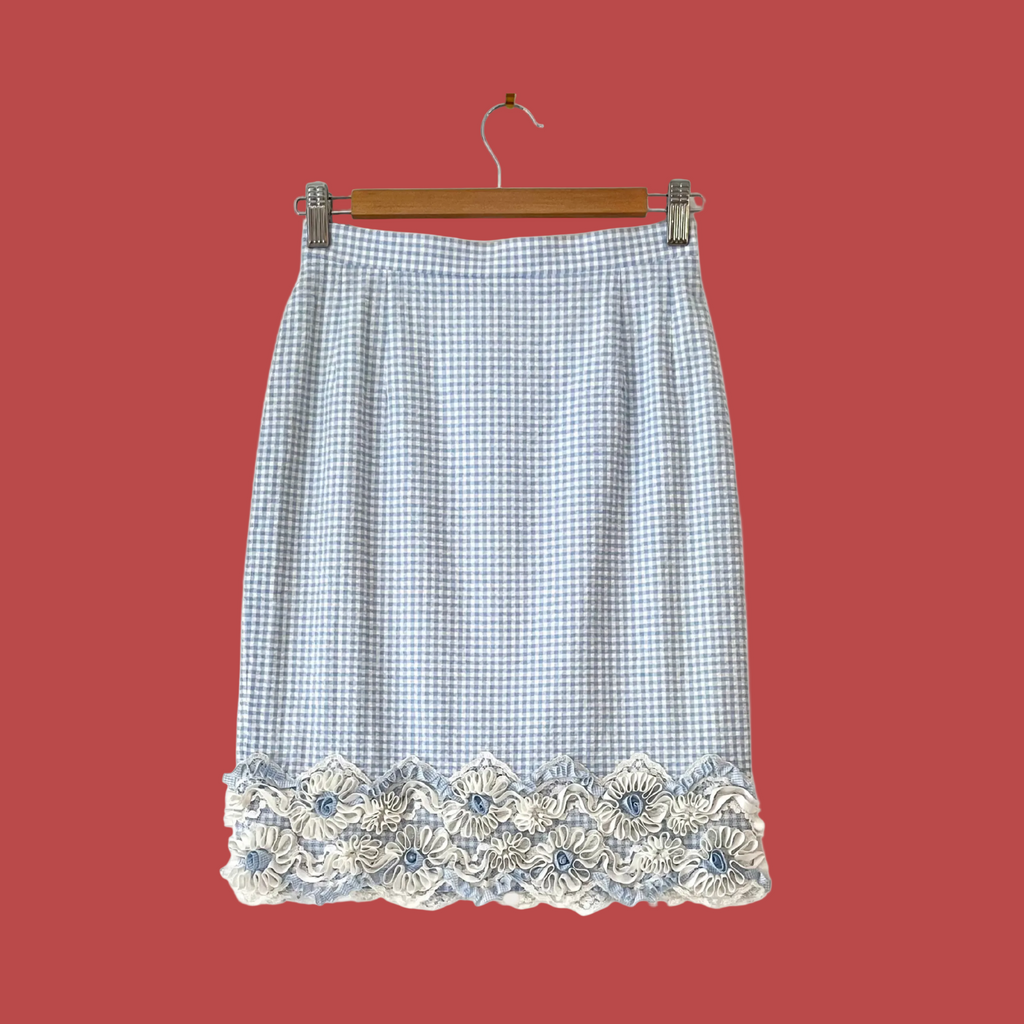 Escada Archives Checked Pencil Skirt.