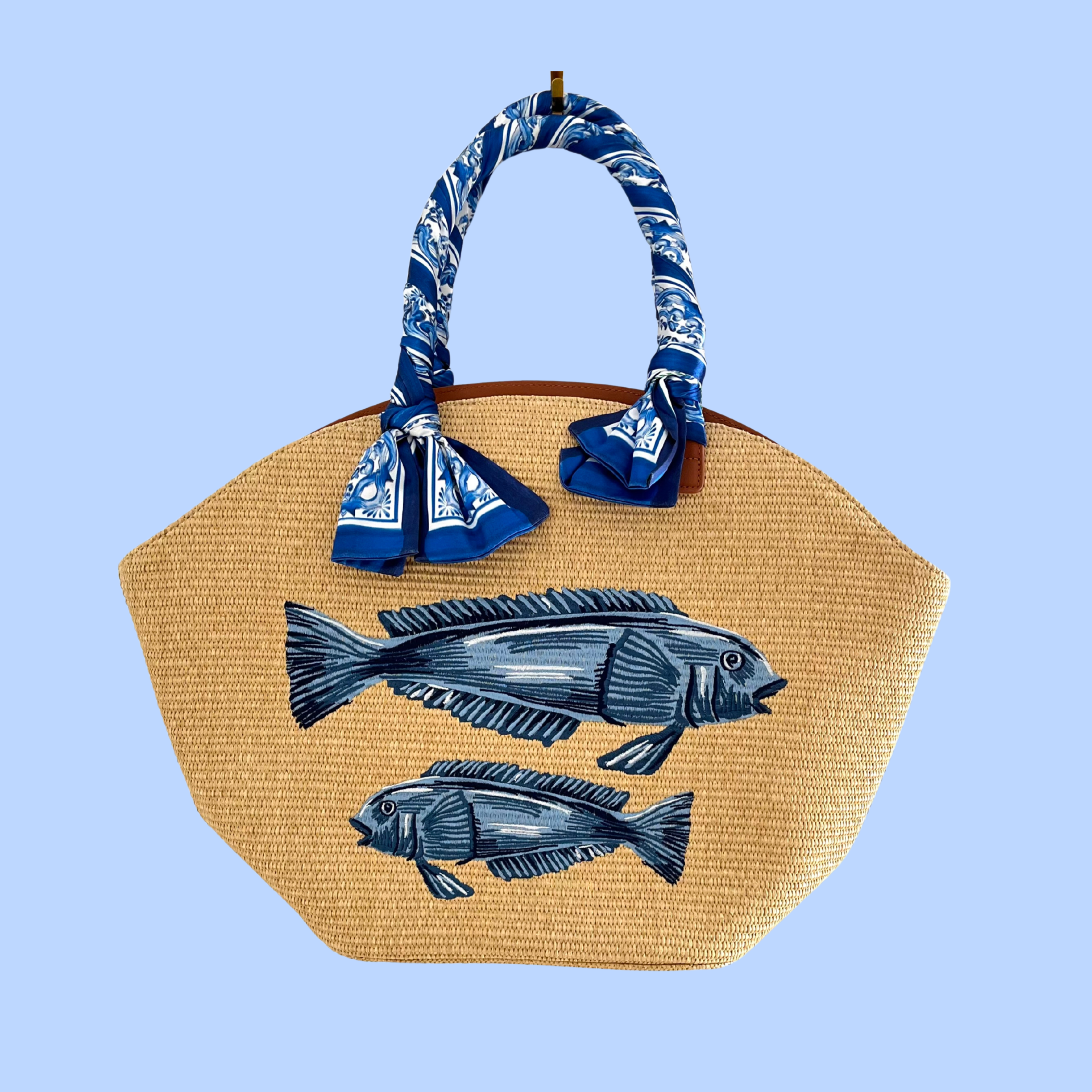 Farm Rio BNWT GARDEN TILES Raffia Shell Tote Bag.
