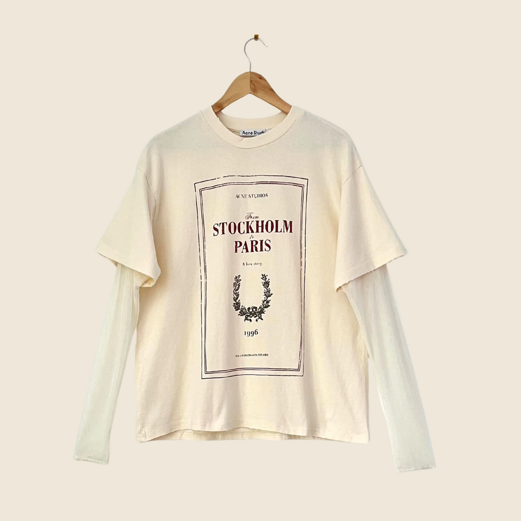 ACNE Studios BNWT LAYERED Print Tee in Off White Size L.