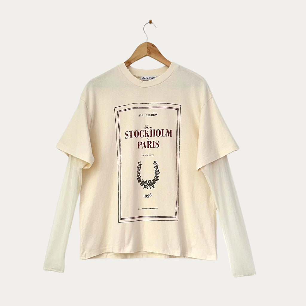 ACNE Studios BNWT LAYERED Print Tee in Off White Size L.