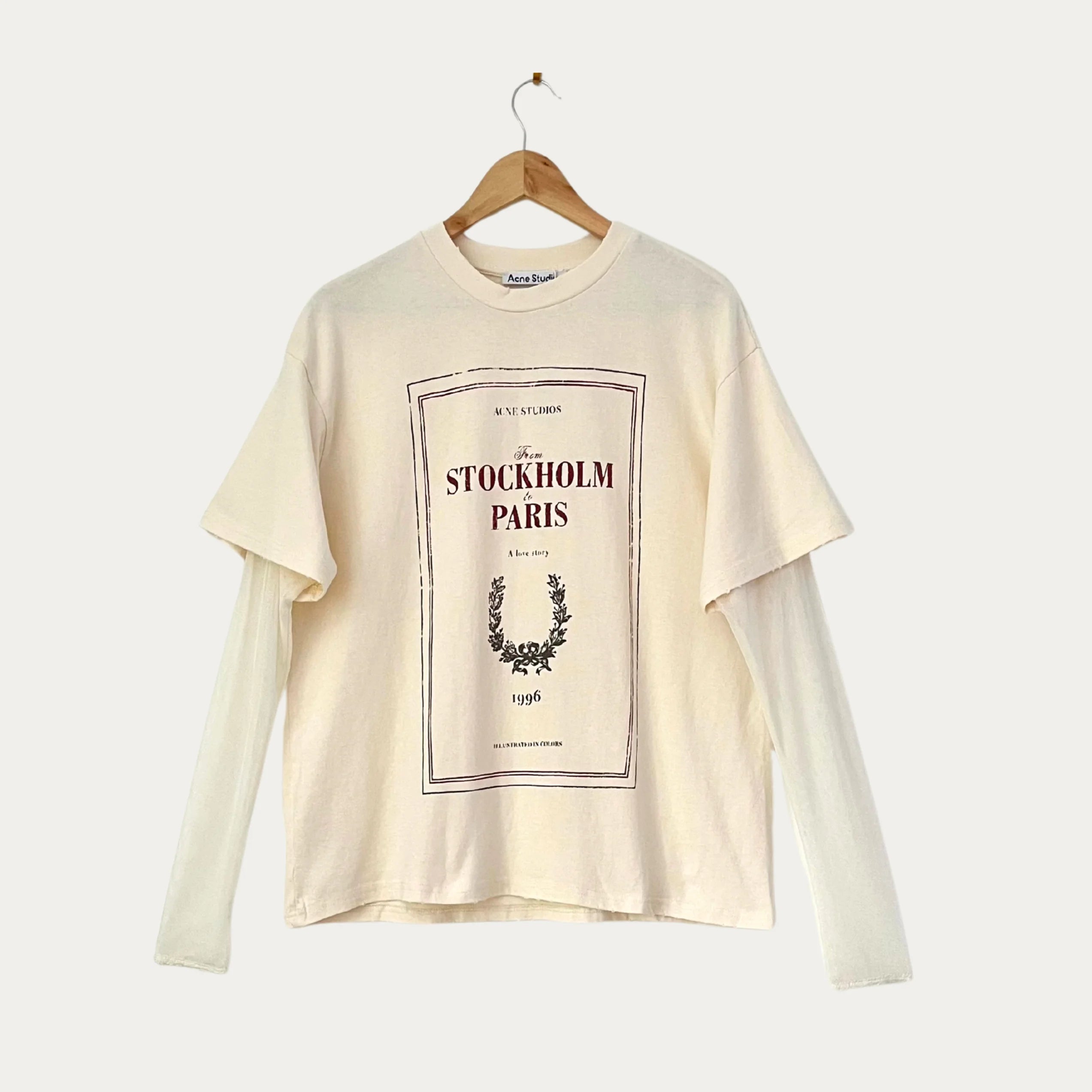 ACNE Studios BNWT LAYERED Print Tee in Off White Size L.