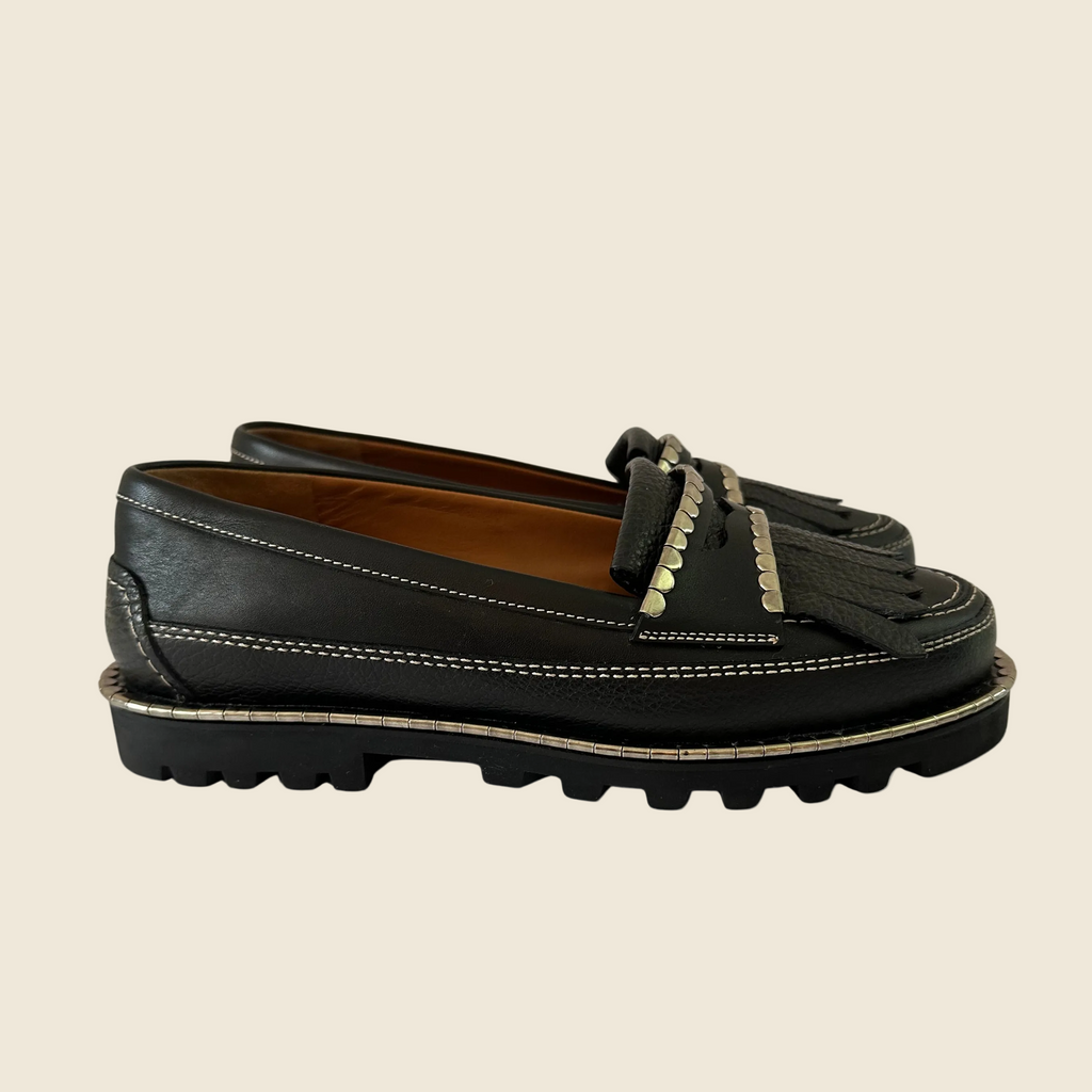 Chloé Black Idol Metallic Coin Loafers Size 38/UK5/US7.5.