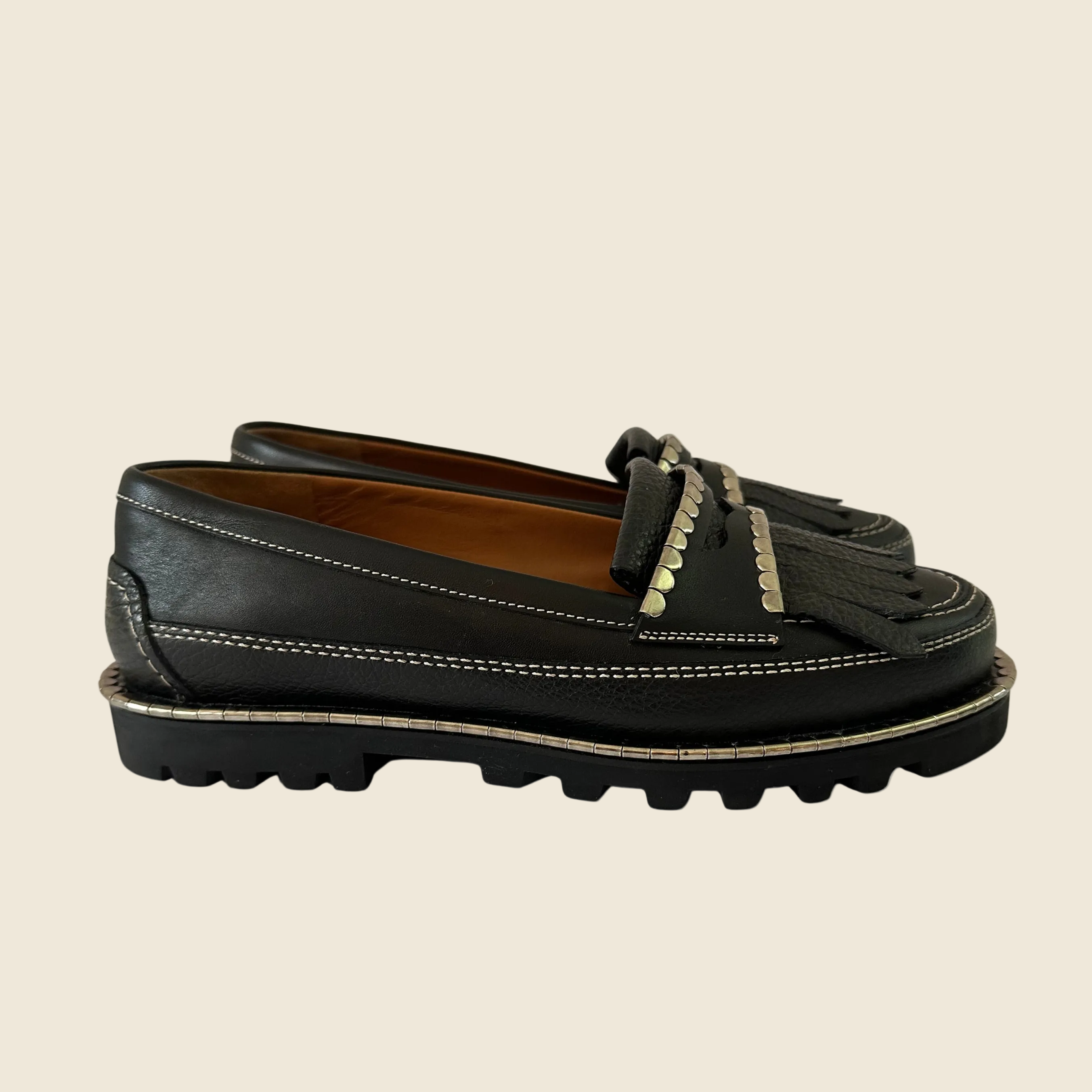 Chloé Black Idol Metallic Coin Loafers Size 38/UK5/US7.5.