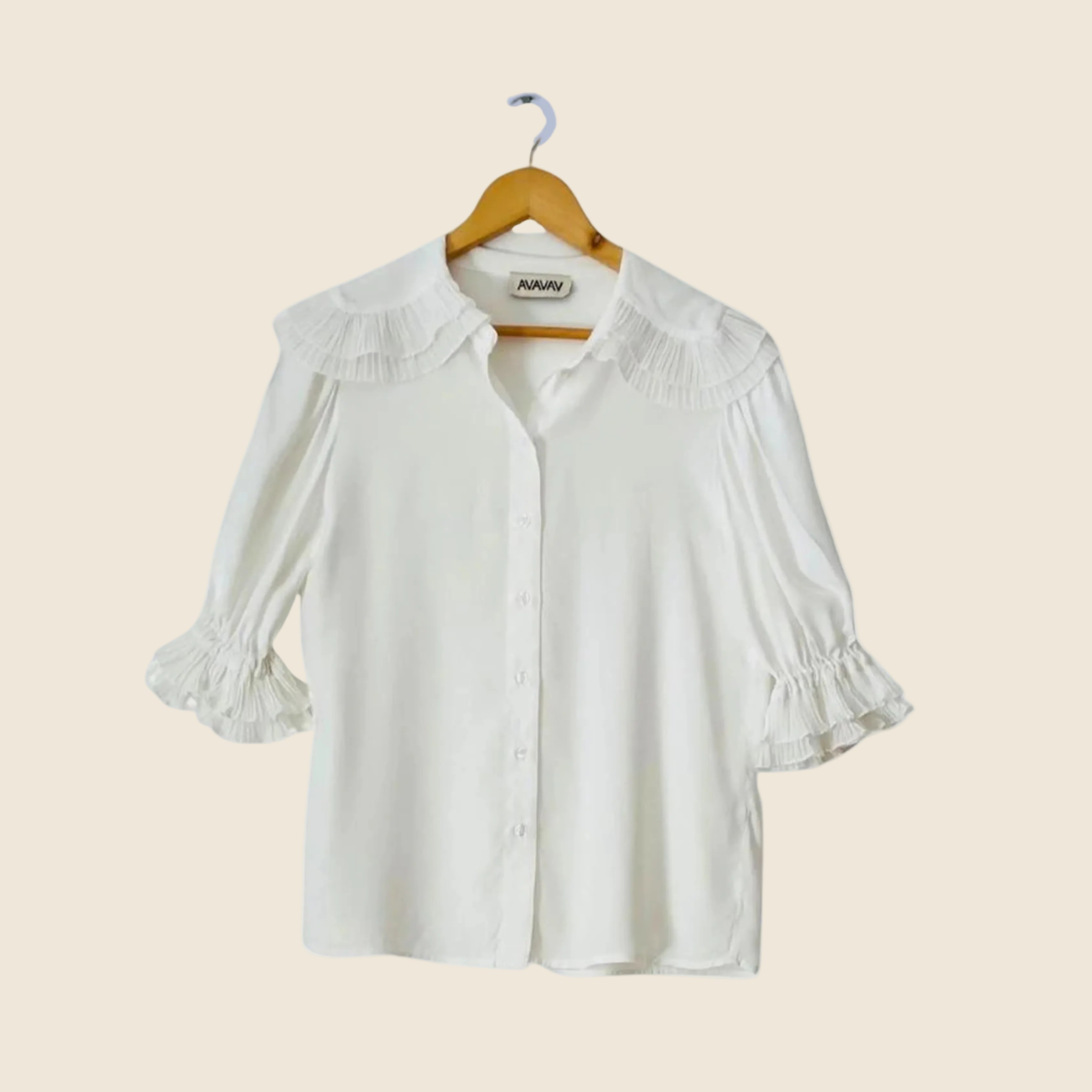 Avavav Ruffle Blouse in White Size S.